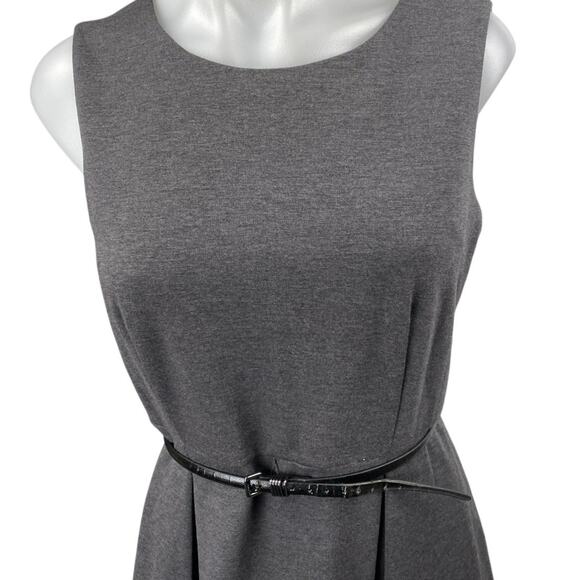 Calvin Klein Gray Sleeveless Belted Zip Mini A-Line Fit & Flare Dress Size 10P - Picture 3 of 5